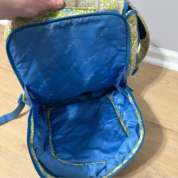 Vera Bradley Women’s Quilted Cotton Campus Blue Green Yellow Floral Backpack - Picture 7 of 10